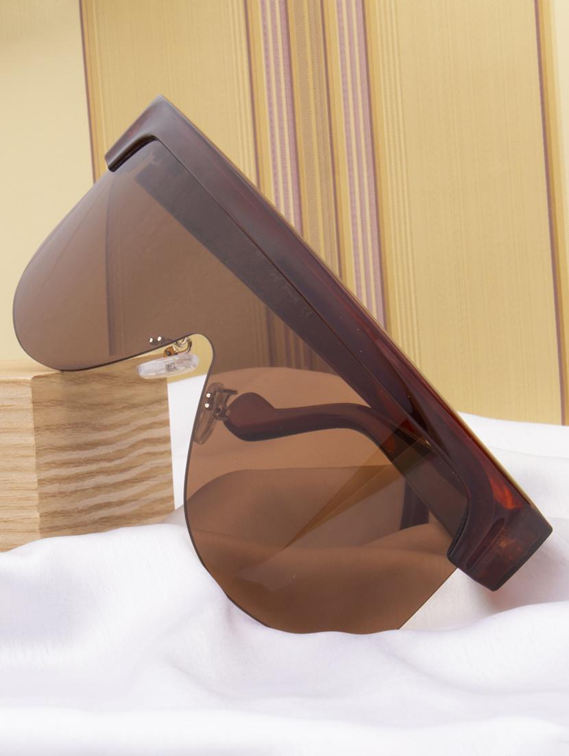 ted smith brown shield sunglasses for men & women | half rim & acetate frame | large face ( 65-20-135 ) - 21458287 - Zoom Image - 0