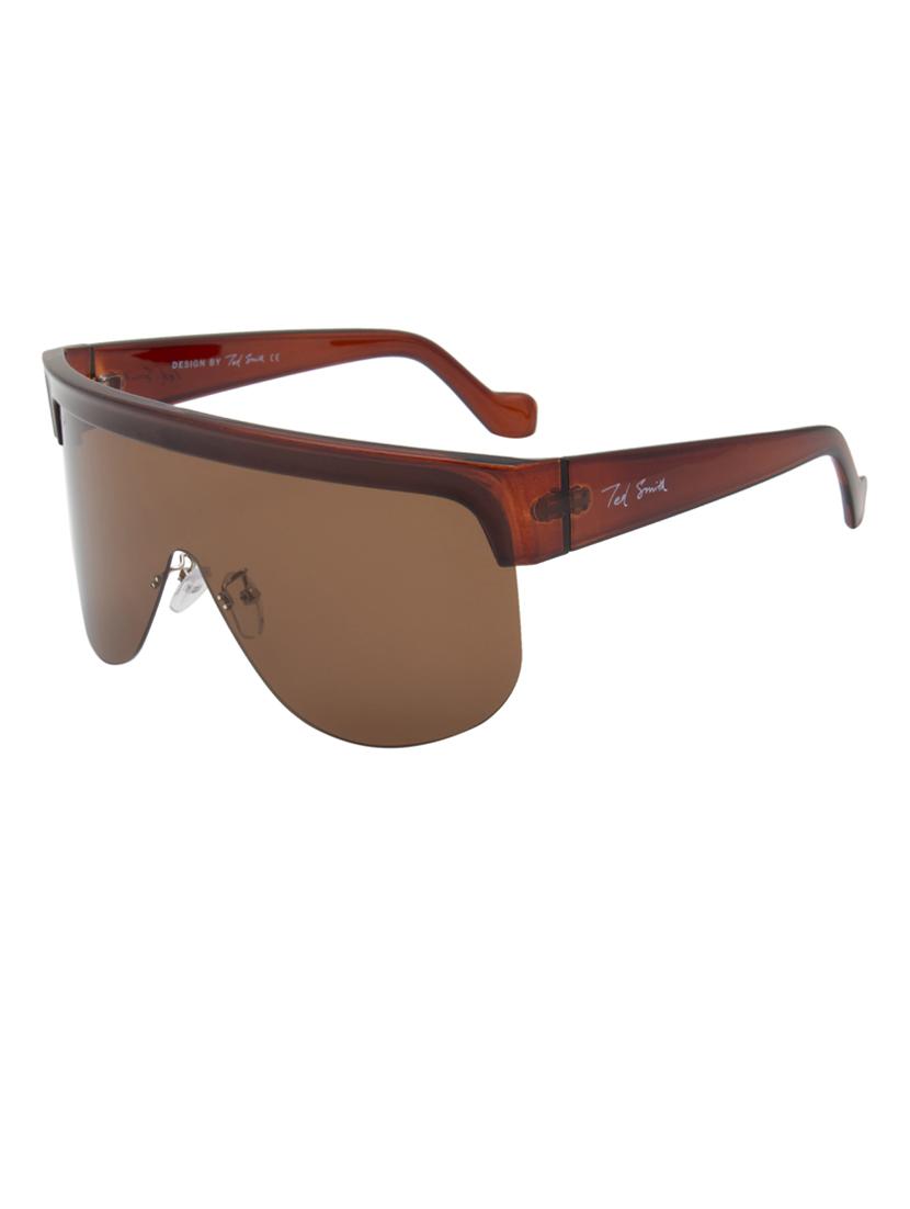 ted smith brown shield sunglasses for men & women | half rim & acetate frame | large face ( 65-20-135 ) - 21458287 - Standard Image - 2