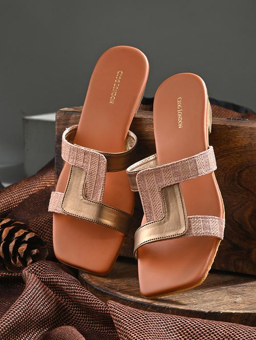 women tan slip on sandal - 21458644 -  Standard Image - 0