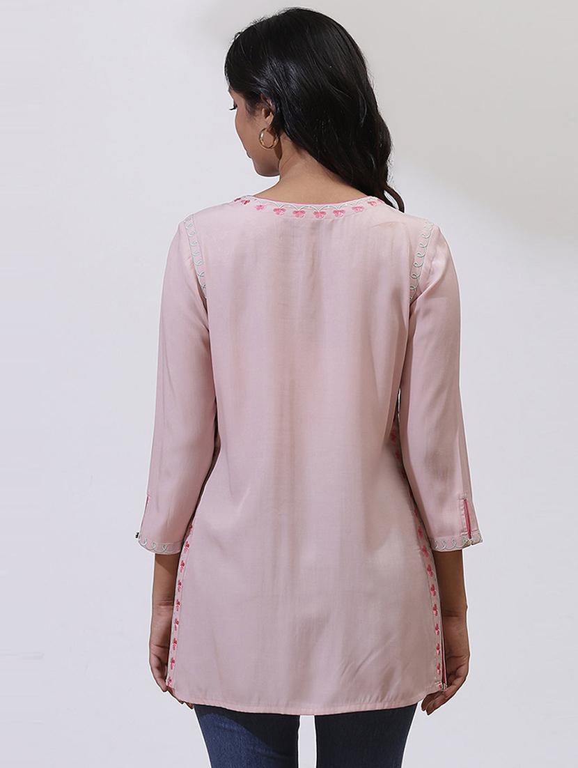 women pink cotton straight kurti - 21458915 - Standard Image - 2