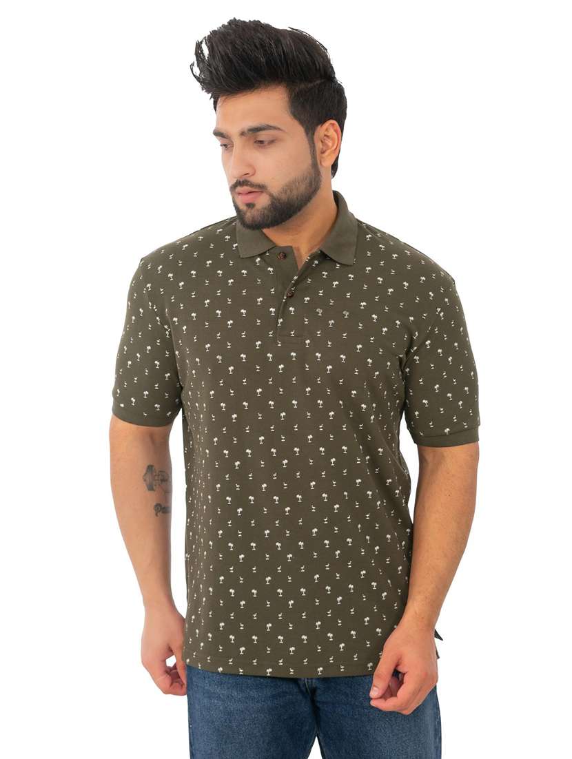 men printed short sleeve polo t-shirt