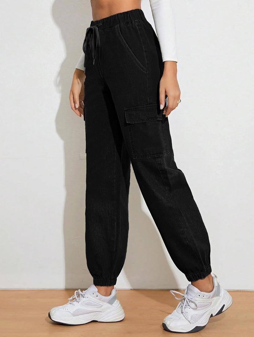 women high rise denim joggers - 21459056 - Standard Image - 2