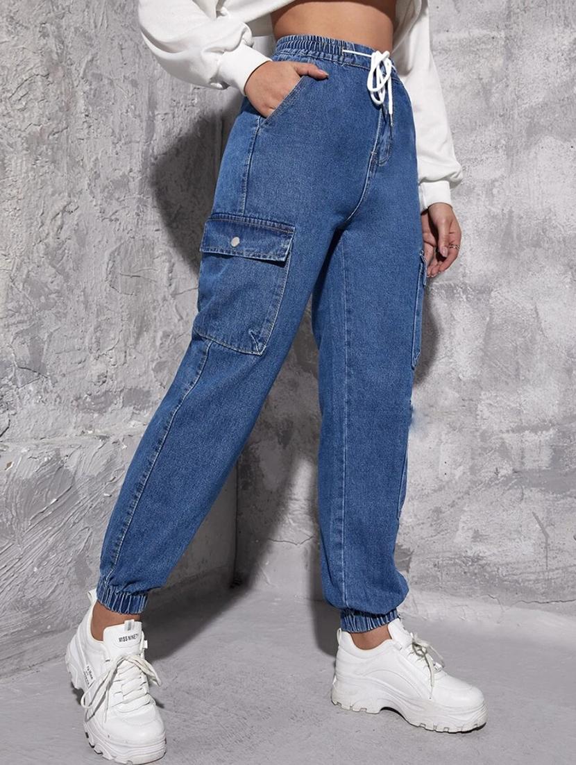 women high rise denim joggers - 21459057 - Standard Image - 2