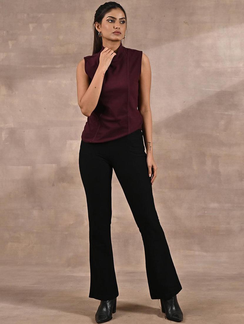 maroon solid regular top - 21459073 - Standard Image - 2