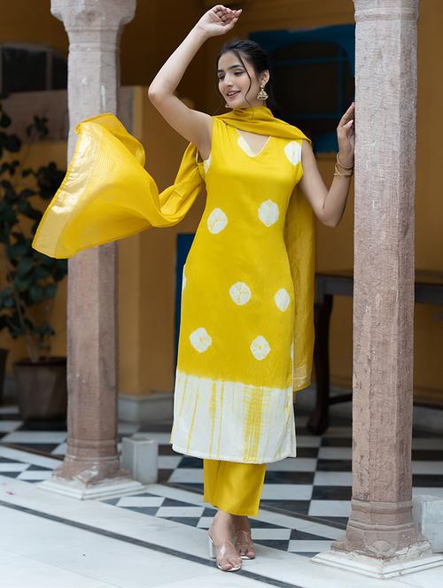 women yellow silk straight kurta - 21459711 -  Standard Image - 0