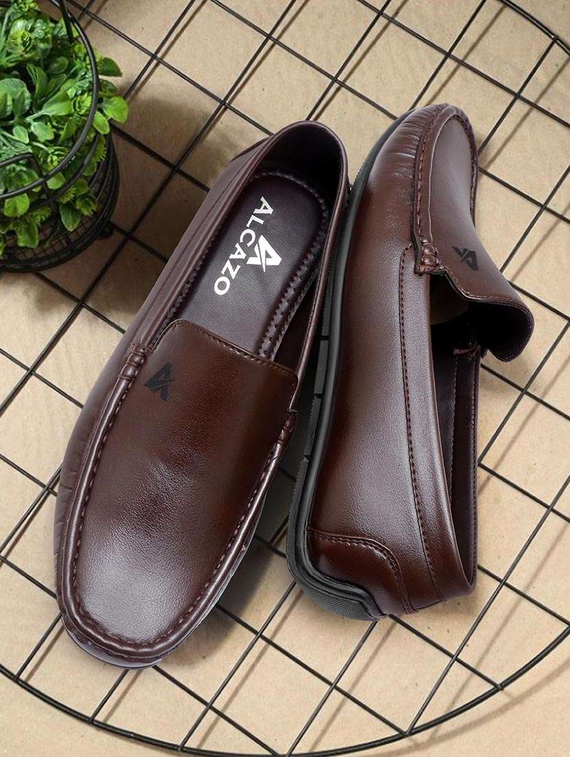 men brown slip on loafer