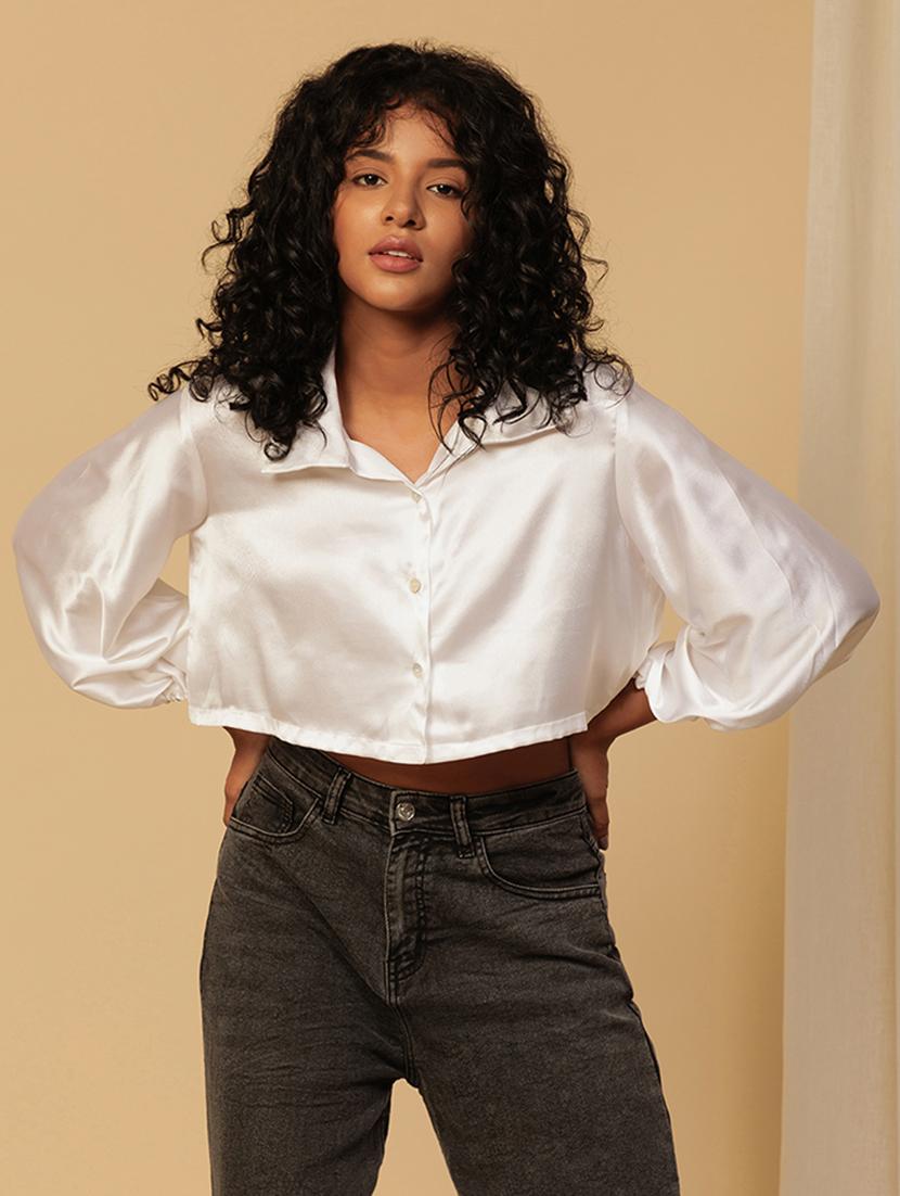 women white polyester regular shirt - 21460079 -  Zoom Image - 0