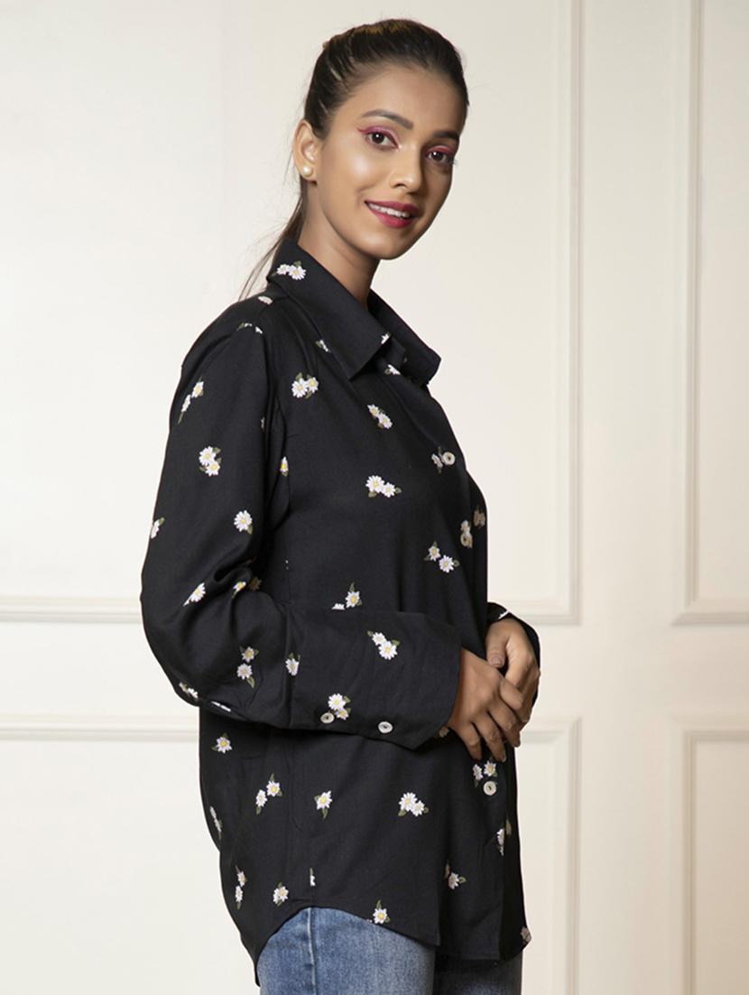 women black cotton regular shirt - 21460084 - Standard Image - 2