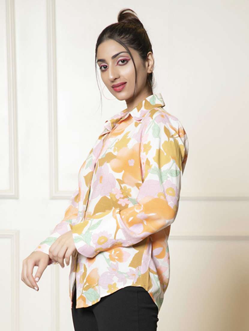 women yellow floral printed regular shirt - 21460088 -  Standard Image - 2