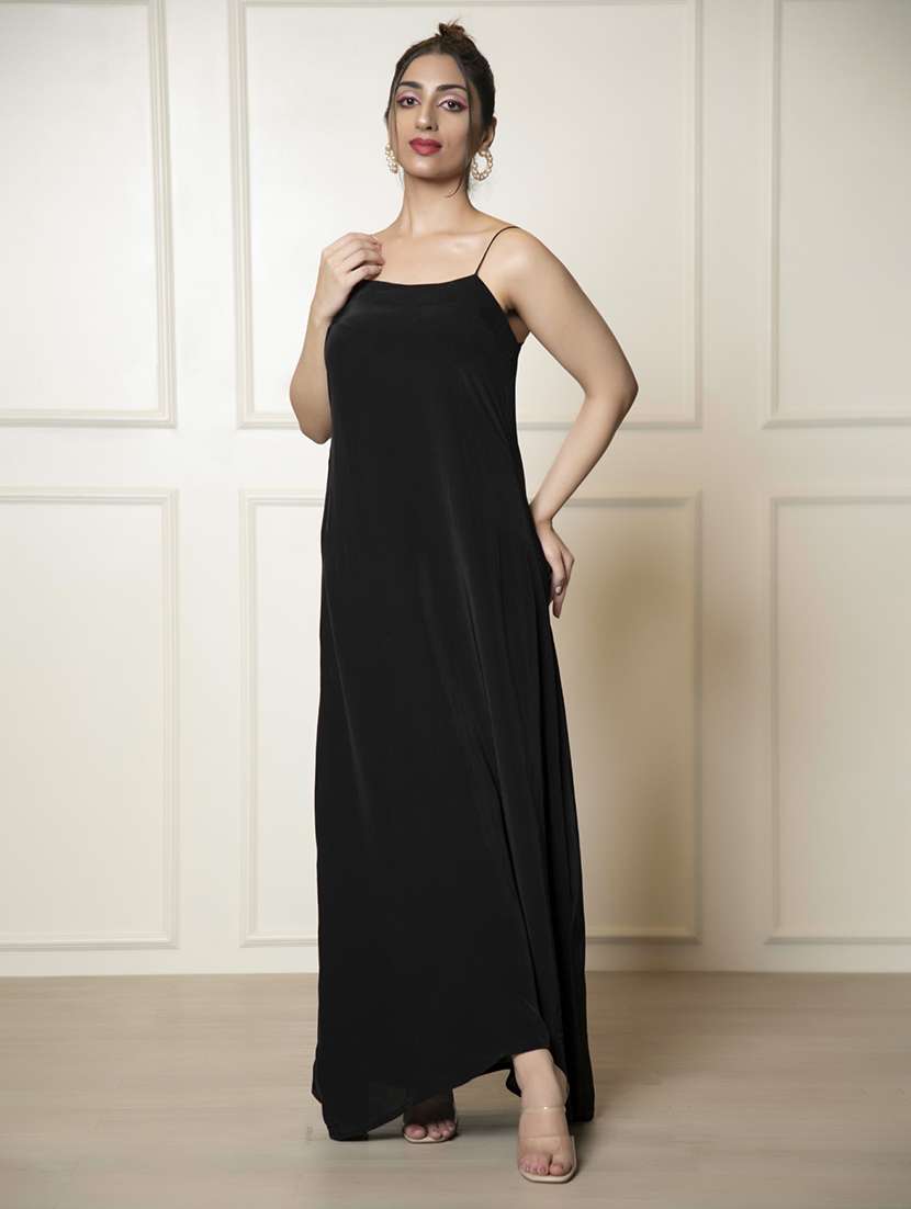 women black solid a-line dress - 21460110 -  Standard Image - 2