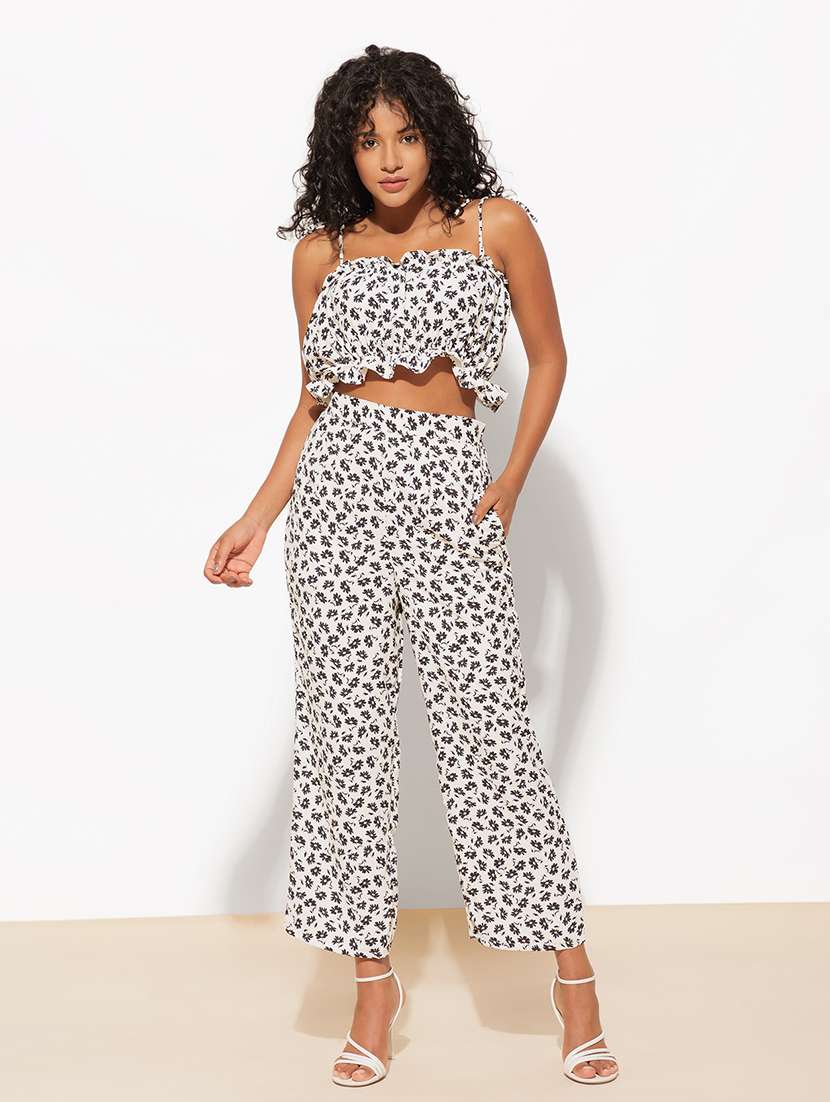 women floral print top and trouser co-ord set - 21460127 -  Standard Image - 2