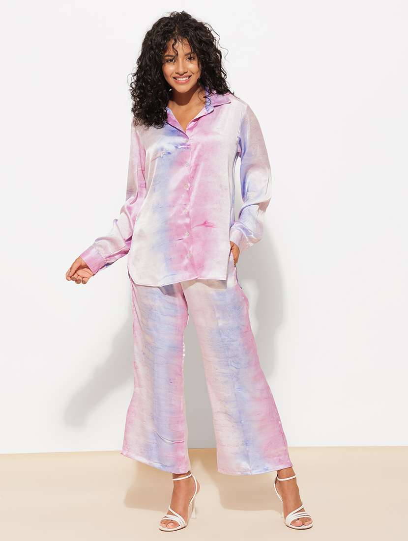 women tie & dye shirt and trouser co-ords set