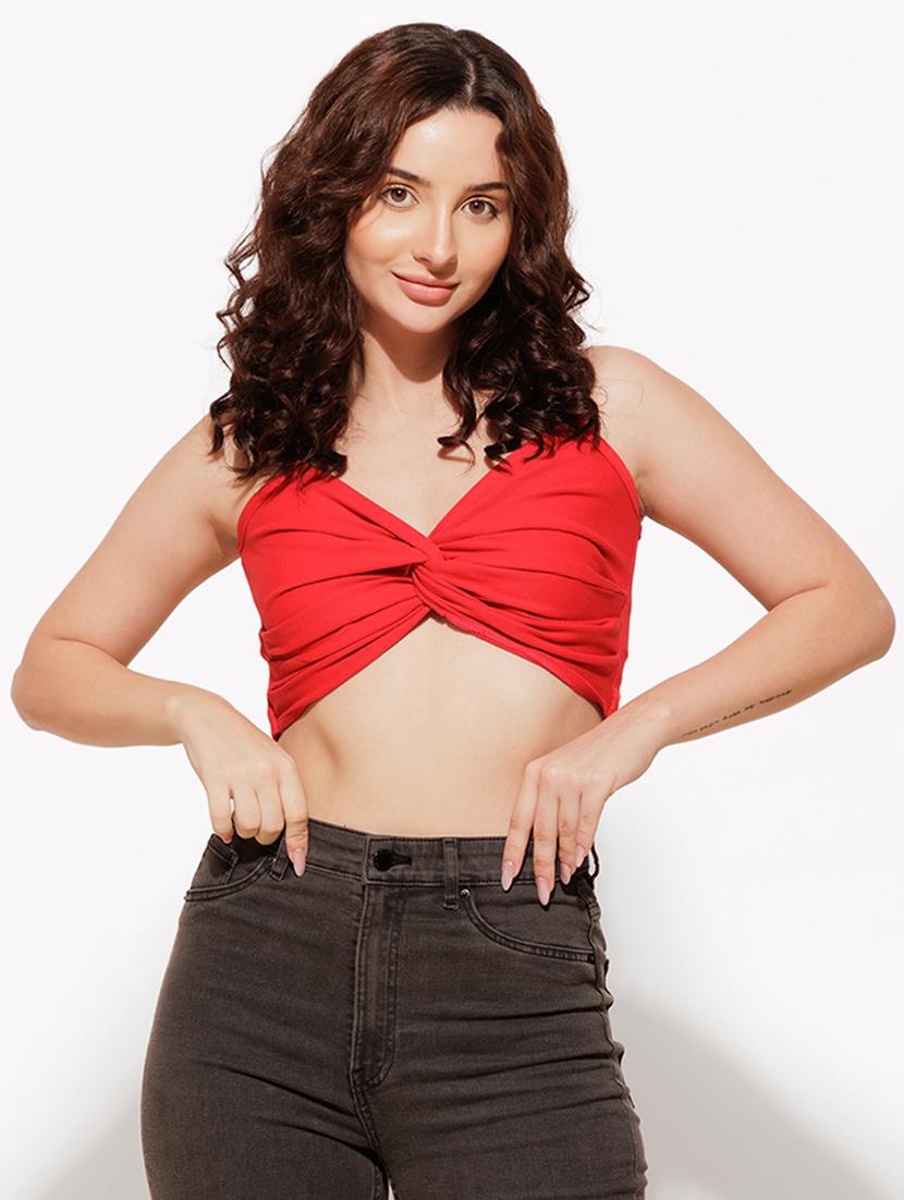 women red cotton crop top - 21460146 - Zoom Image - 0