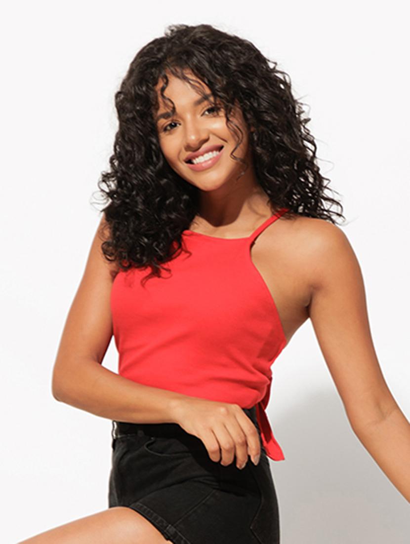 women red cotton crop top - 21460156 - Standard Image - 2