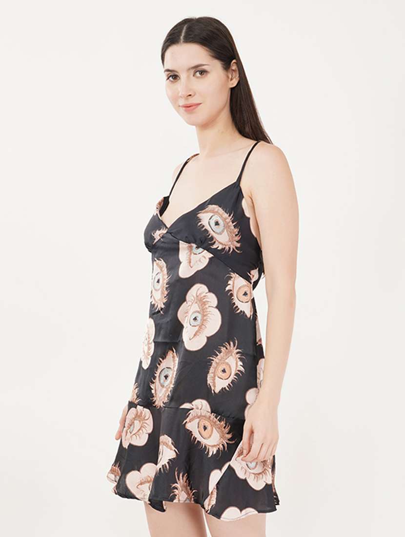 women black printed nightwear set - 21460231 - Standard Image - 2