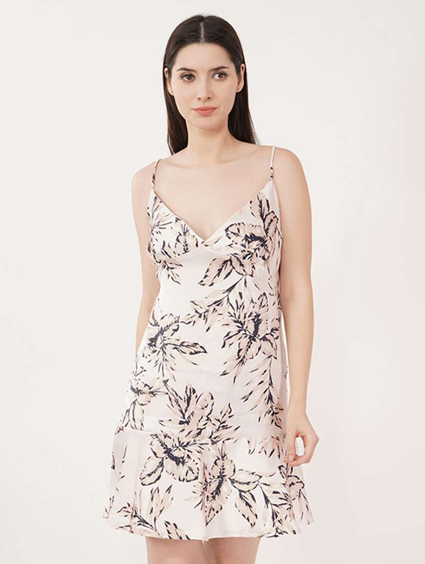 women beige printed shorts set nightwear set - 21460236 - Standard Image - 2