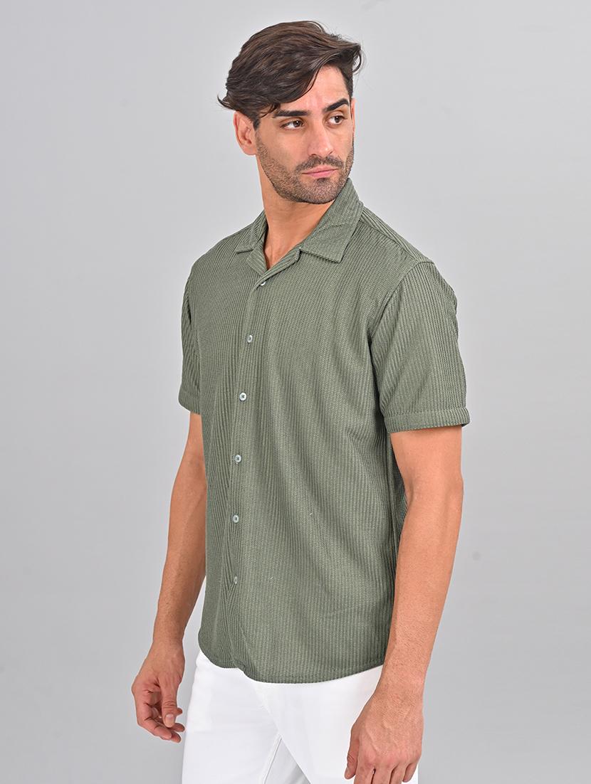 men self design cuban collar shirt - 21460881 - Standard Image - 2