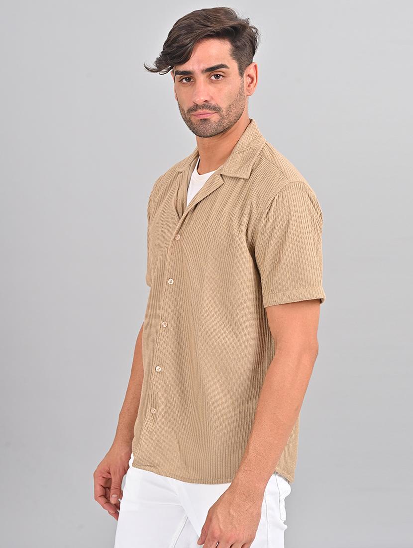 men self design cuban collar shirt - 21460883 - Standard Image - 2