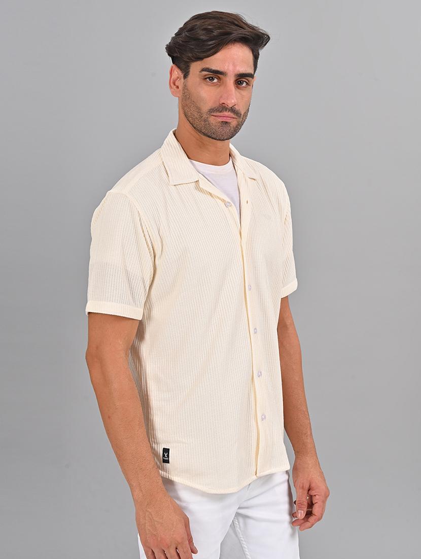 men self design cuban collar shirt - 21460888 - Standard Image - 2