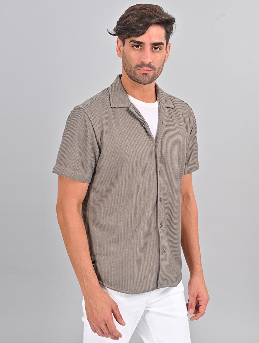 men self design cuban collar shirt - 21460893 - Standard Image - 2