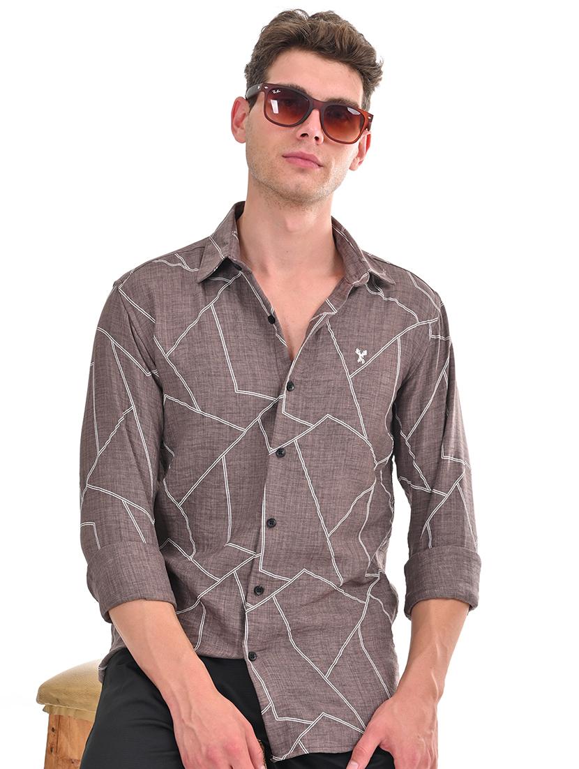 men printed long sleeve shirt - 21460915 - Standard Image - 2