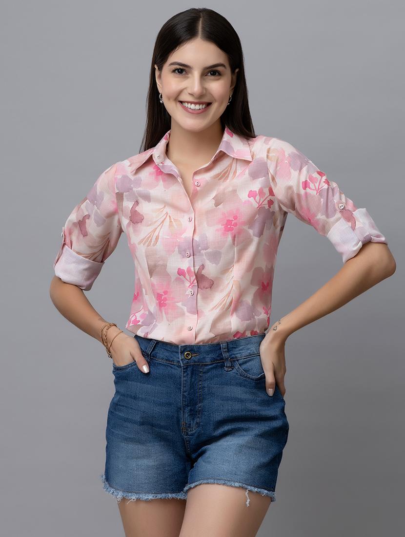 women beige florals printed regular shirt - 21460995 - Zoom Image - 0