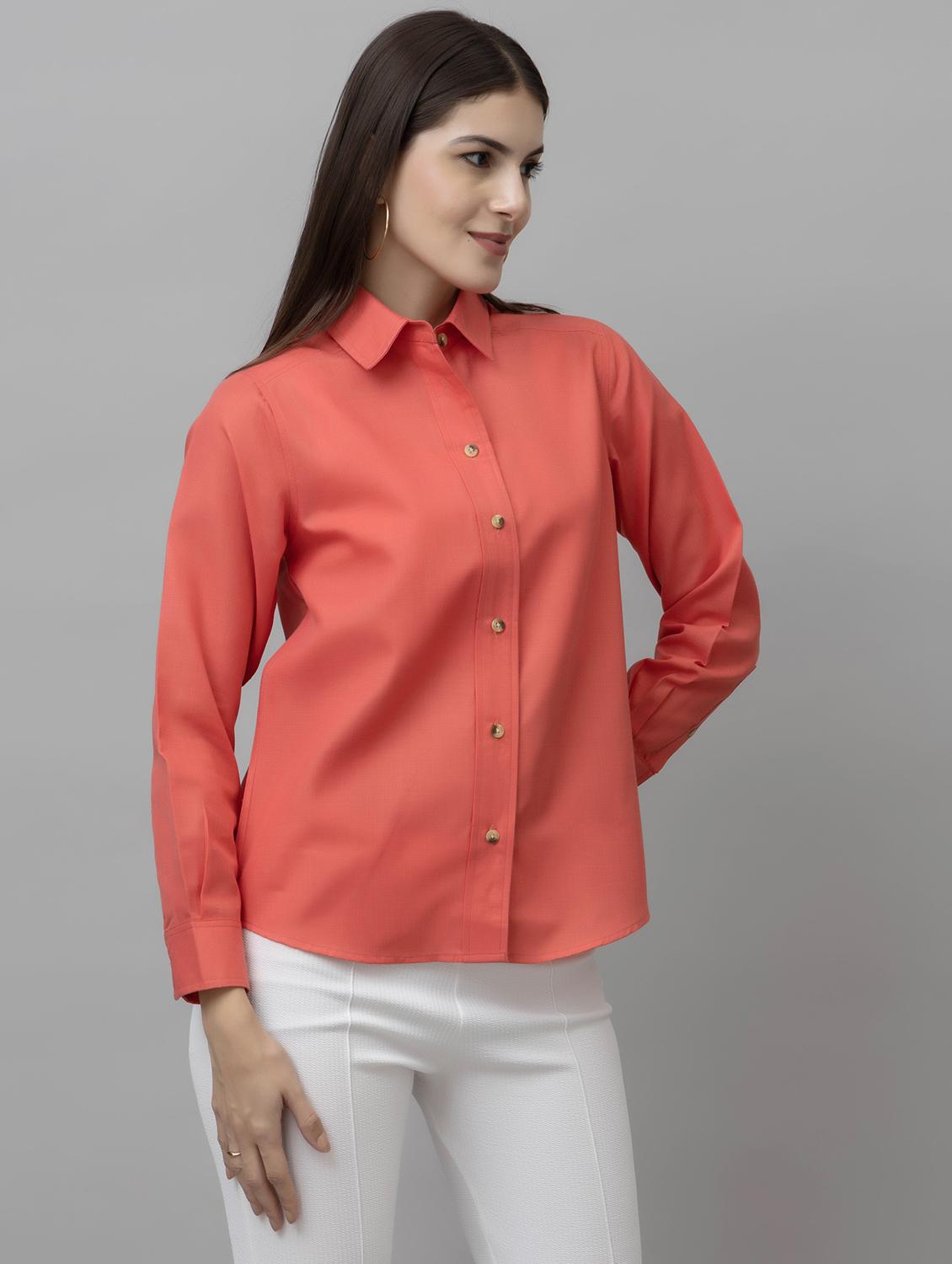 women solid collared long sleeves regular shirt - 21461004 - Standard Image - 2