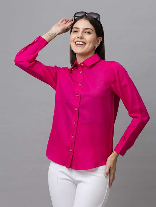 women solid collared long sleeves shirt - 21461005 -  Standard Image - 0