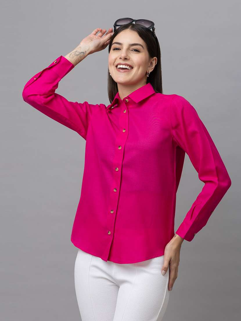 women solid collared long sleeves shirt - 21461005 -  Zoom Image - 0