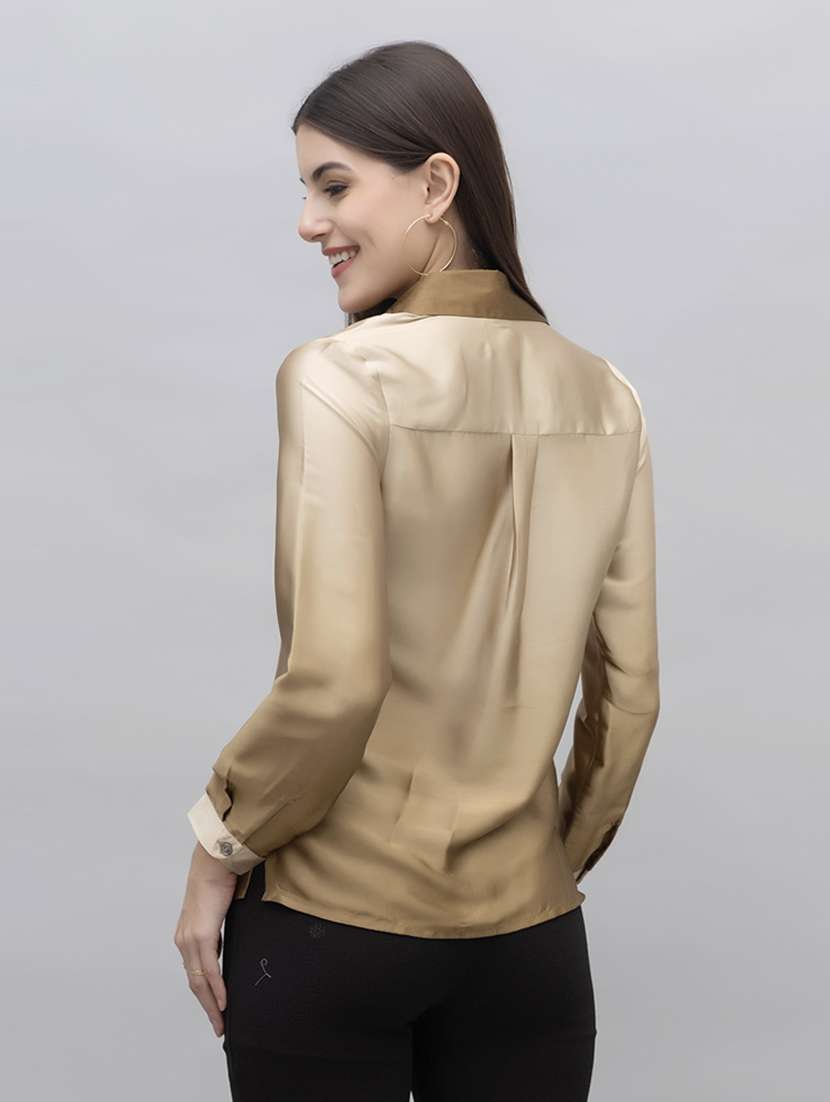 women ombre collared long sleeves shirt - 21461015 -  Standard Image - 2