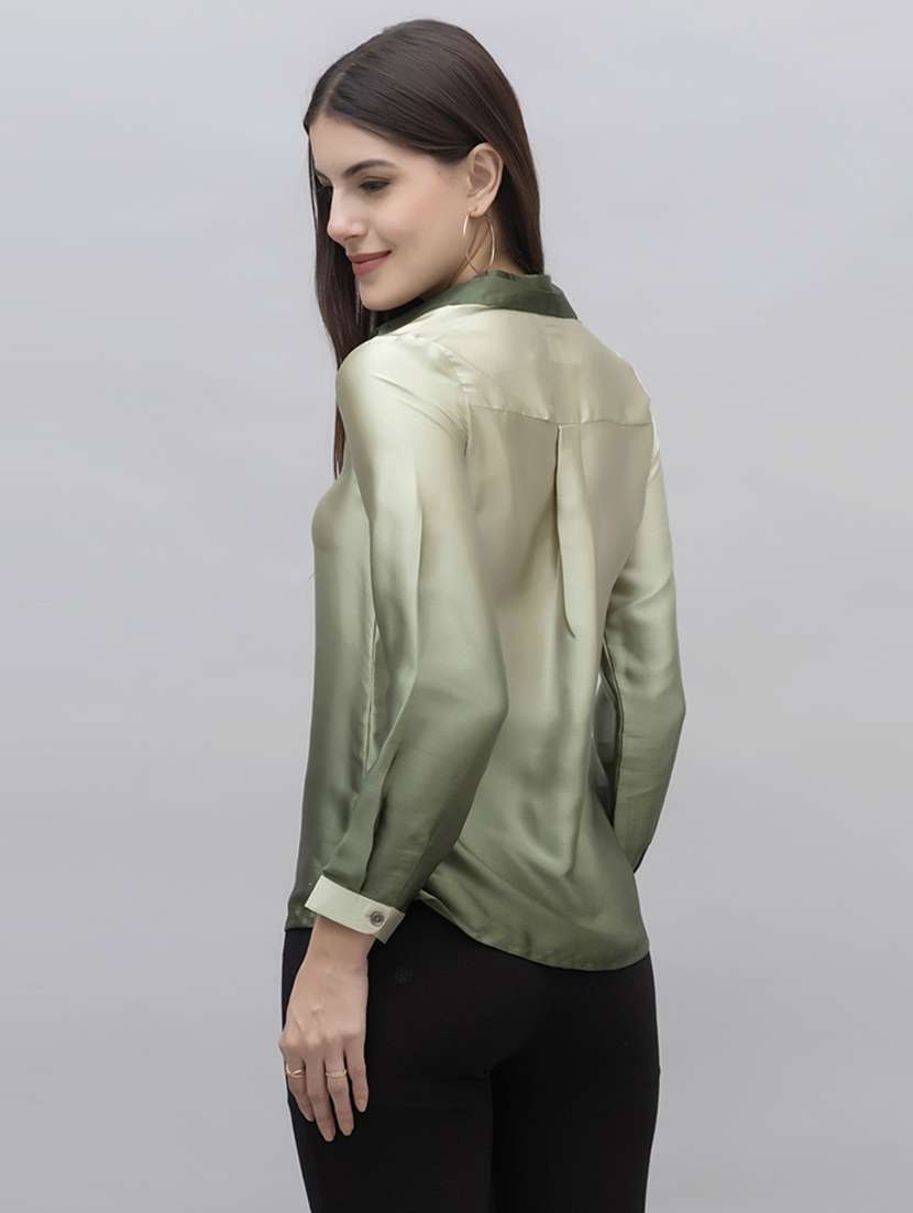 women ombre collared long sleeves shirt - 21461016 - Standard Image - 2