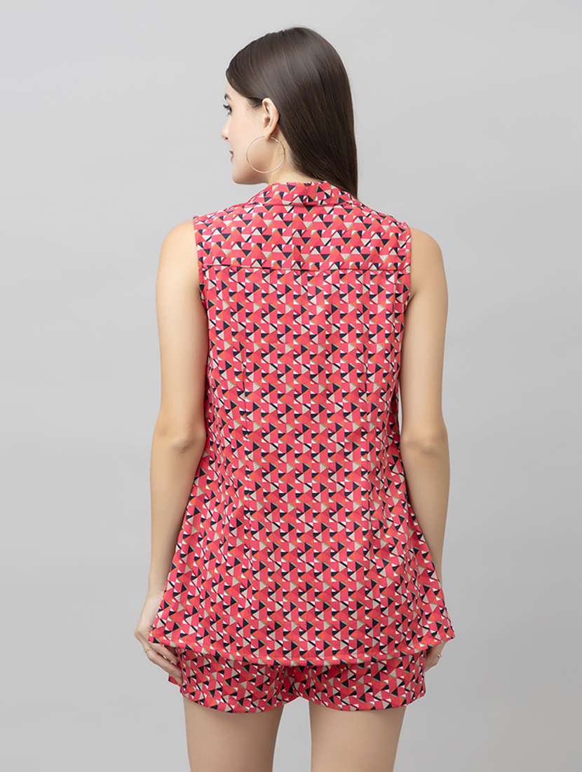 women printed top and shorts co-ord set - 21461042 - Standard Image - 2