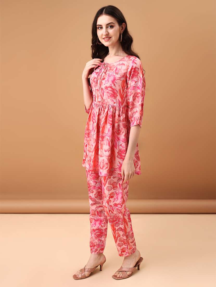women pink floral printed co-ord set - 21461072 -  Standard Image - 2