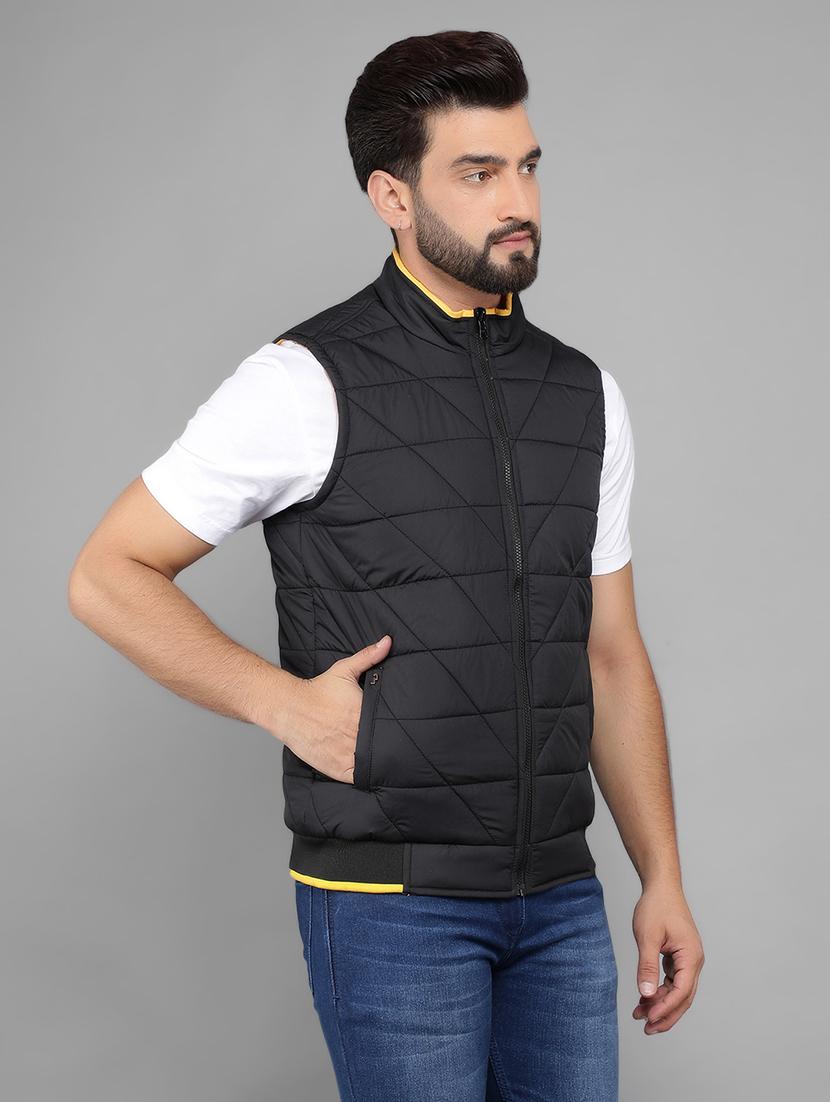 men sleeveless solid quilted jacket - 21461089 - Standard Image - 2