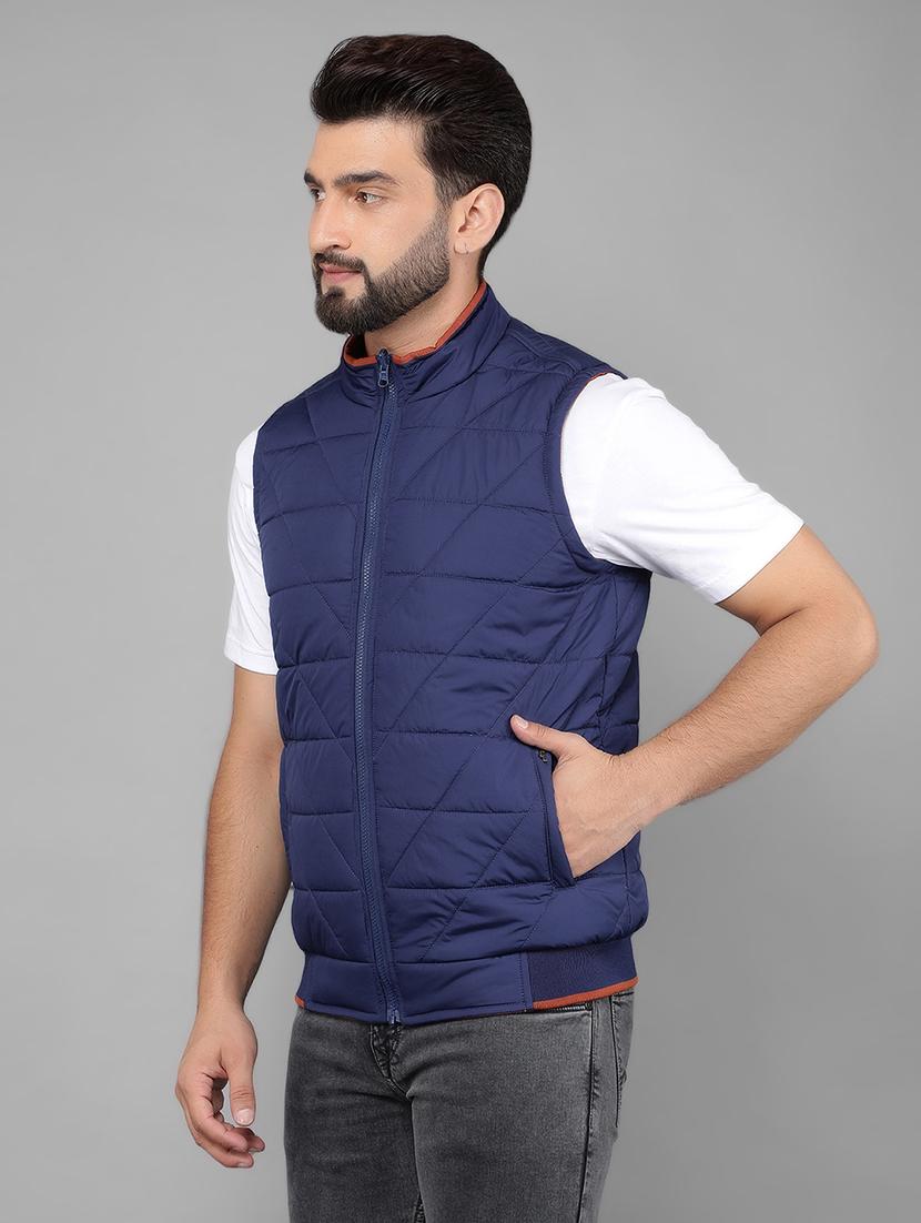 men sleeveless solid quilted jacket - 21461090 - Standard Image - 2