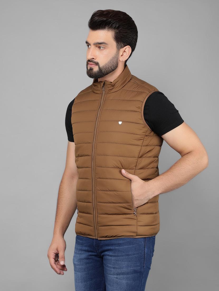 men sleeveless solid quilted jacket - 21461092 - Standard Image - 2