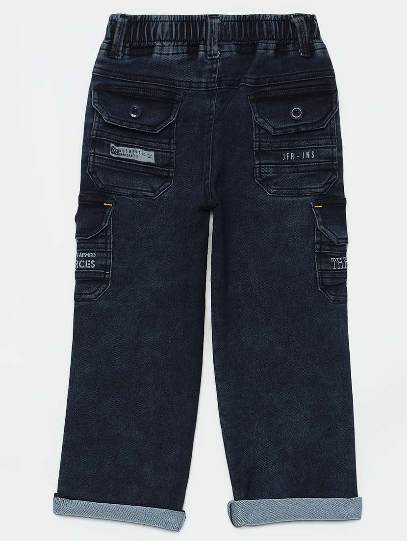 boys mid rise cotton plain jeans