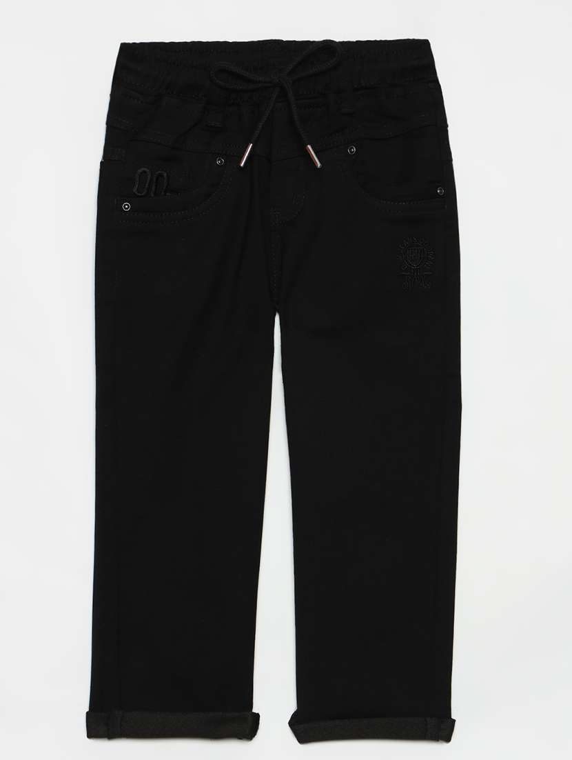 boys mid rise cotton plain jeans