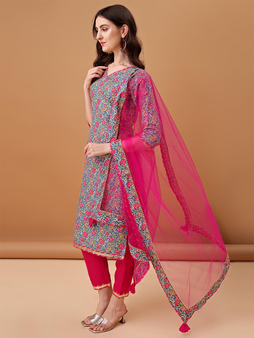 women grey printed kurta pant set with dupatta - 21461309 - Standard Image - 2