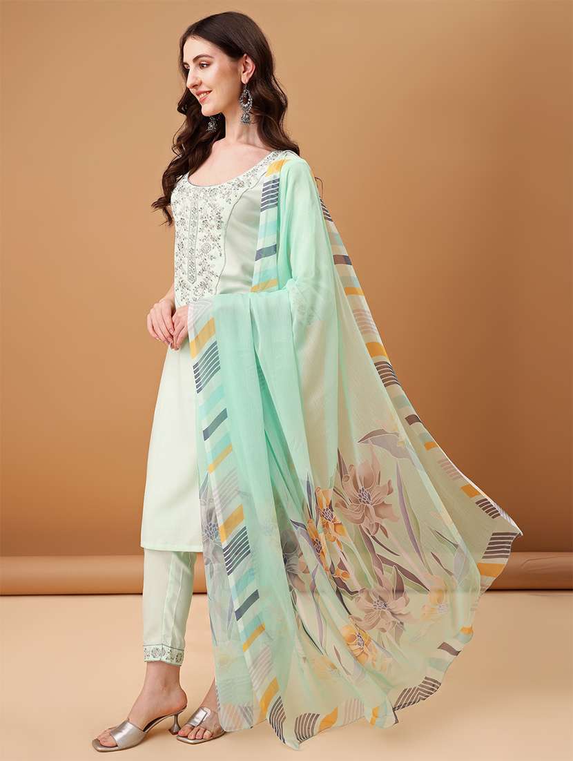 women neo mint kurta pant set with dupatta - 21461337 -  Standard Image - 2