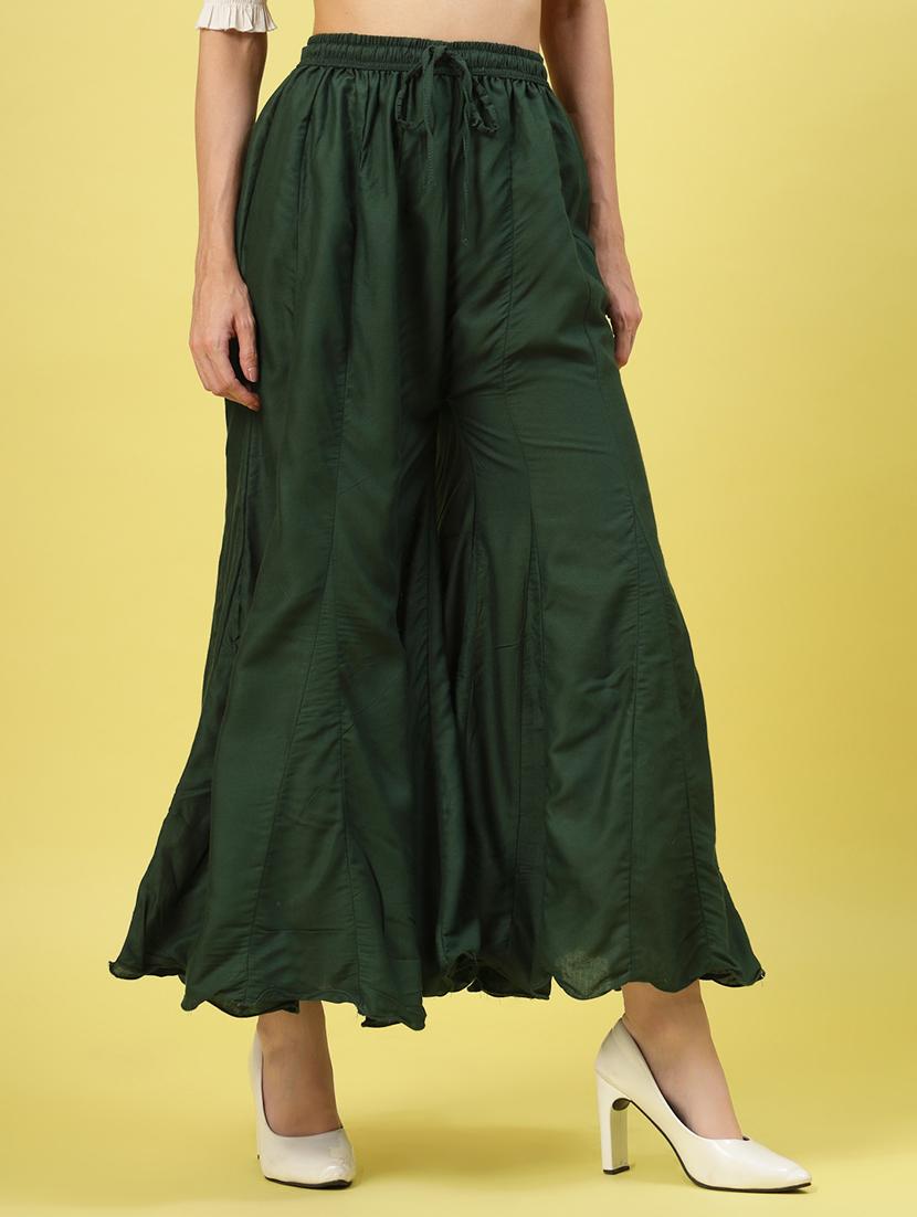 women green rayon flared palazzo - 21462105 - Standard Image - 2