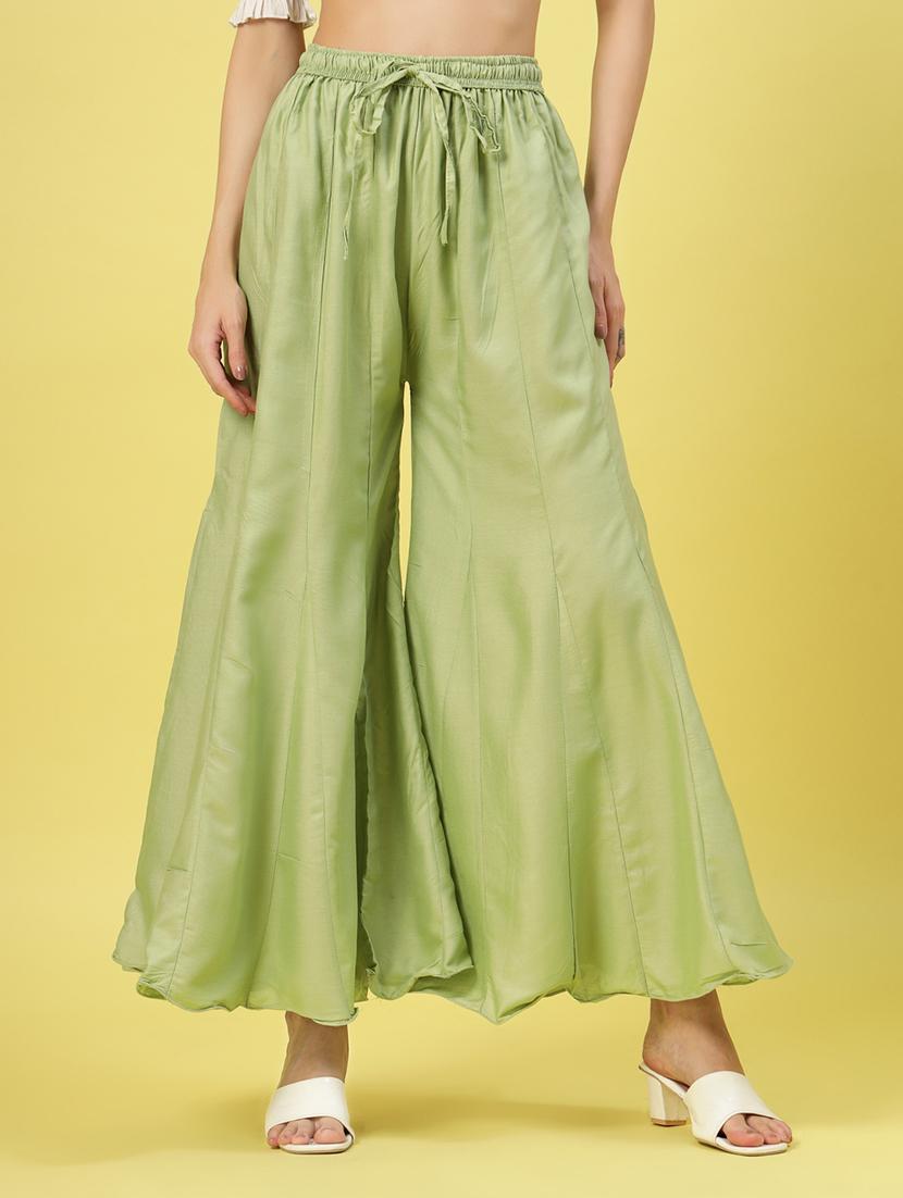 women green rayon flared palazzo - 21462107 - Zoom Image - 0
