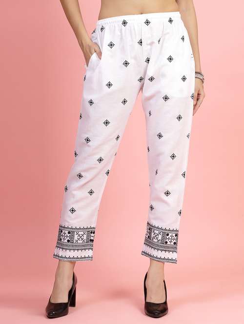 women white cotton peg trouser - 21462111 - Standard Image - 0
