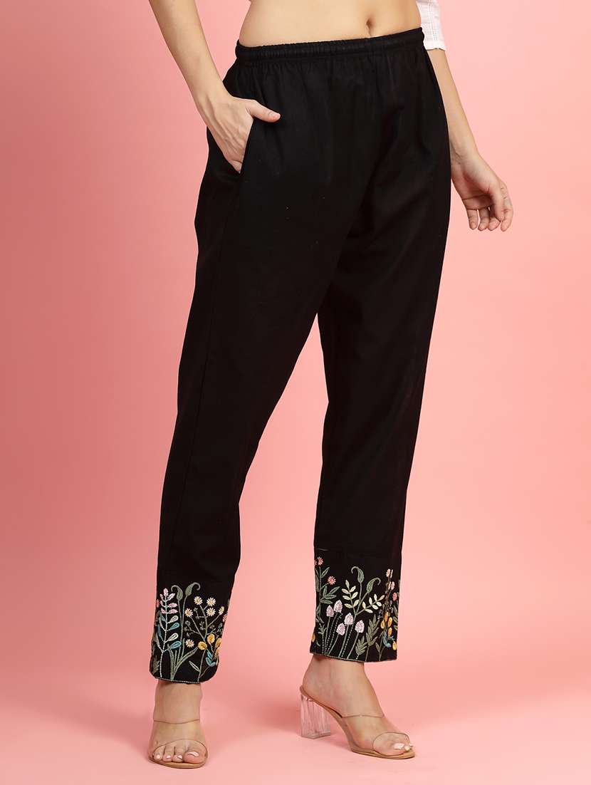 women mid rise cotton peg trouser