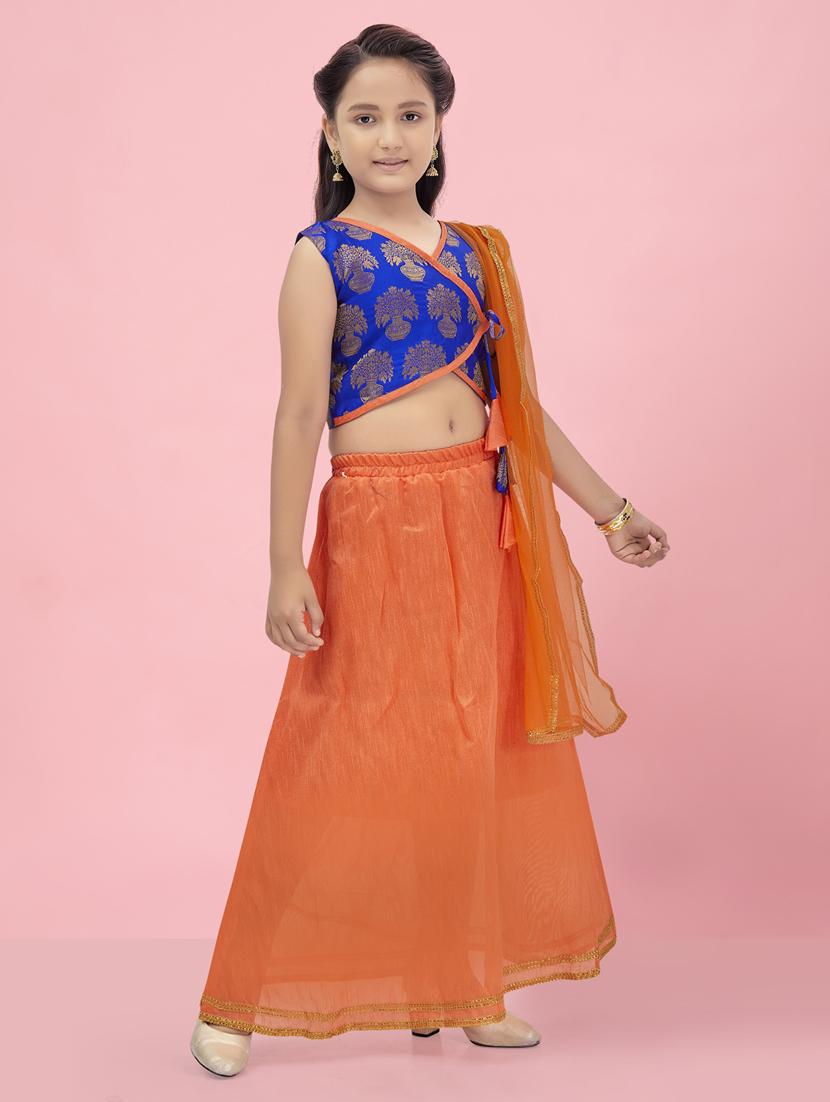 girls self design silk lehenga choli set - 21462198 - Standard Image - 2