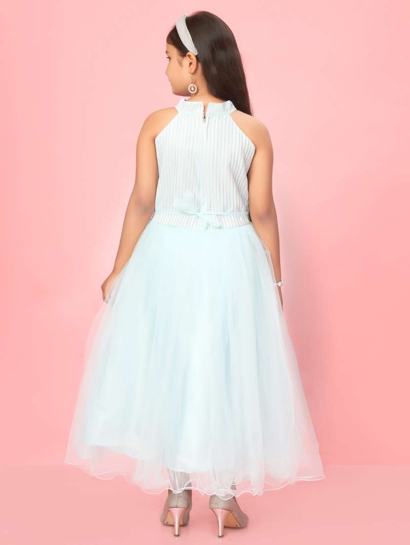 girls aqua blue stripes frock - 21462356 -  Standard Image - 2