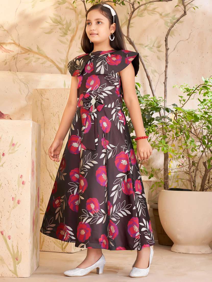 girls purple floral printed frock - 21462359 -  Standard Image - 2