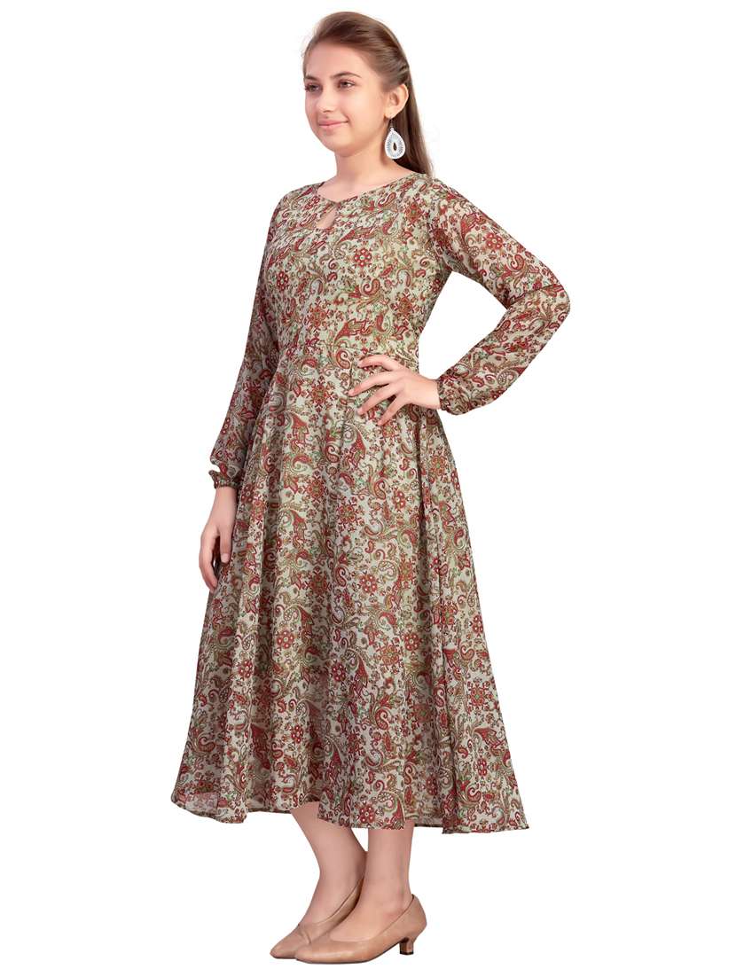 girl printed long sleeves flared kurti - 21462459 - Standard Image - 2