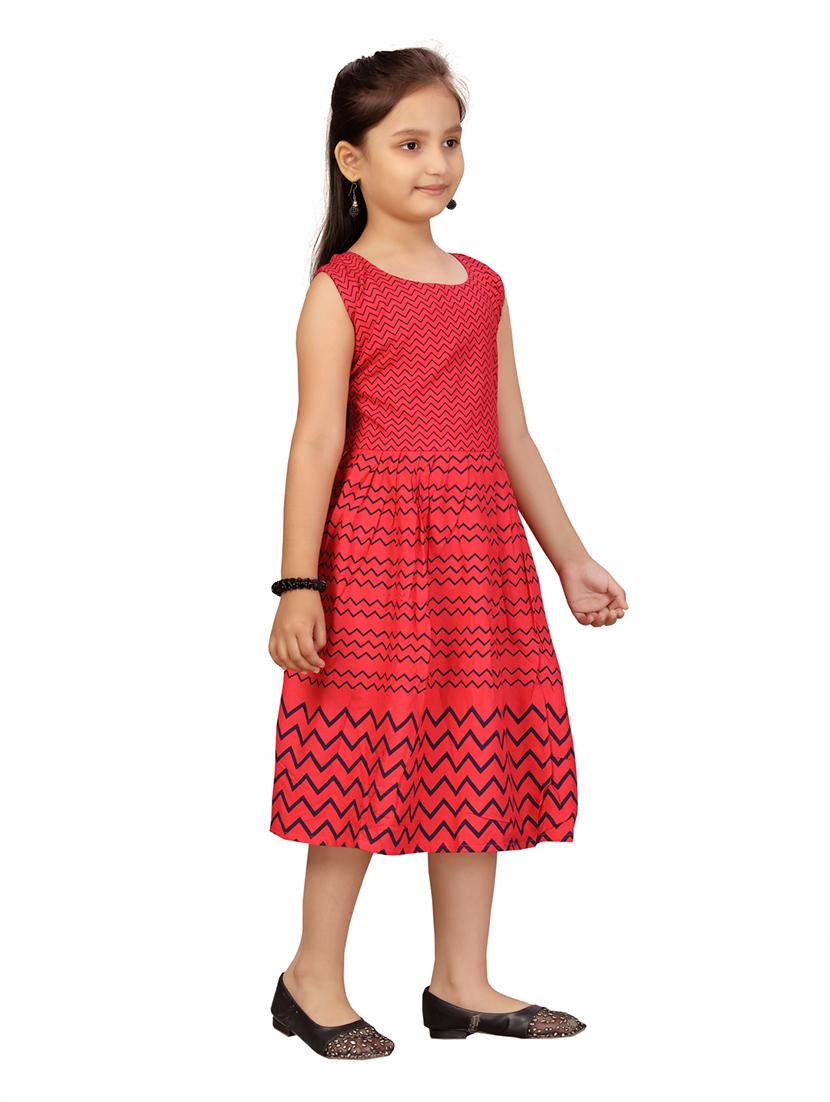 girls red printed frock - 21462470 - Standard Image - 2