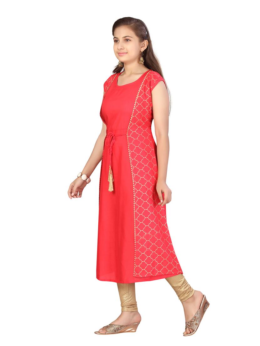 girls printed kurta pant set - 21462535 - Standard Image - 2